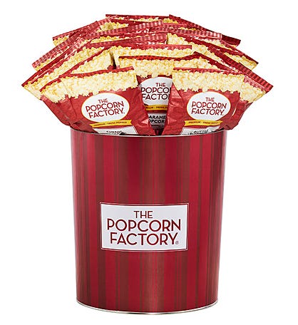 TPF Retro Popcorn Tin with Individual Popcorn Bags